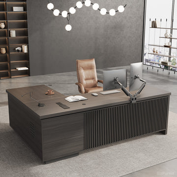 200cm(L) L-shaped Executive Desk with Cable Management and Ventilated CPU Compartment for modern office workspace