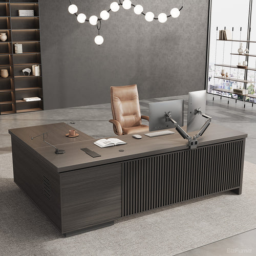 200cm(L) L-shaped Executive Desk with Cable Management and Ventilated CPU Compartment for modern office workspace