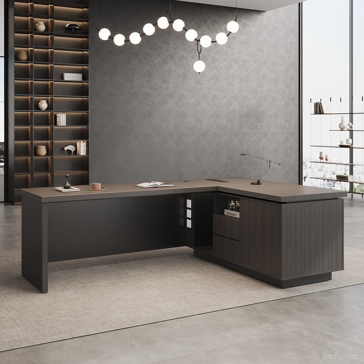 200cm(L) L-shaped Executive Desk with Cable Management and Ventilated CPU Compartment product view 4