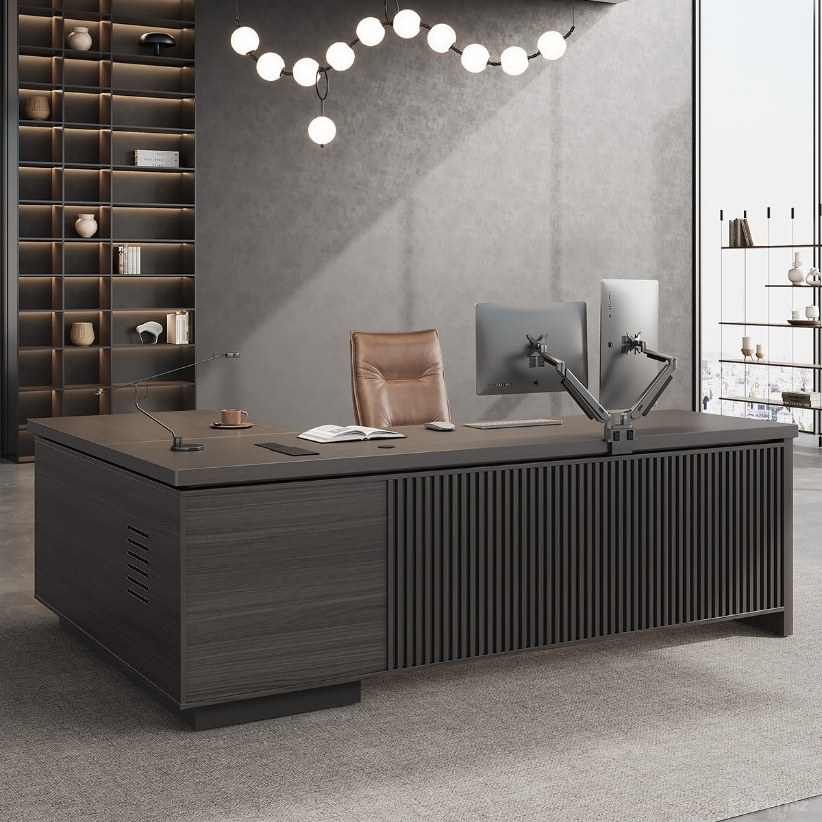 200cm(L) L-shaped Executive Desk with Cable Management and Ventilated CPU Compartment product view 3
