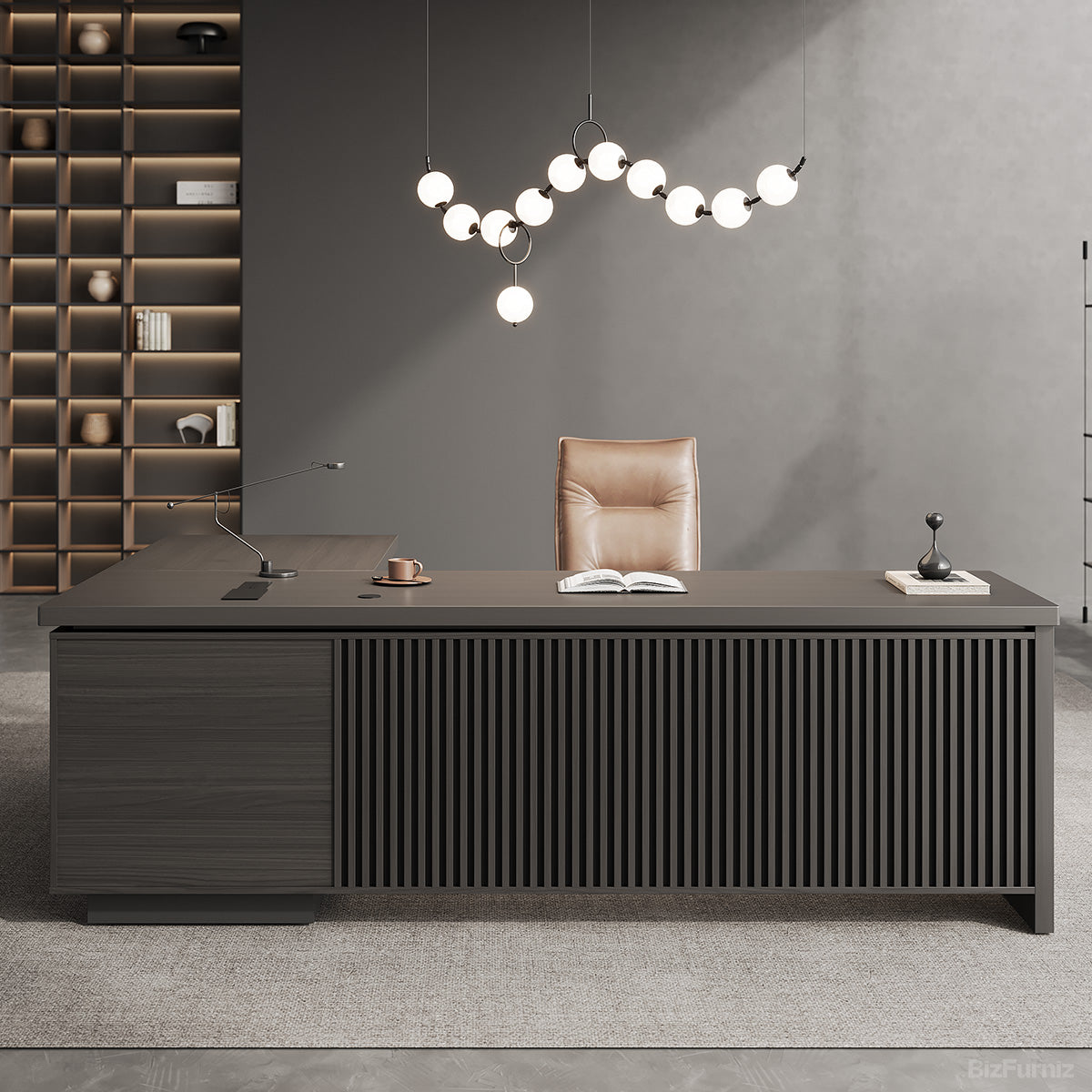 200cm(L) L-shaped Executive Desk with Cable Management and Ventilated CPU Compartment product view 2