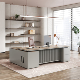 200cm Executive Desk with Integrated Side Cabinet and Power Hub for modern office workspace