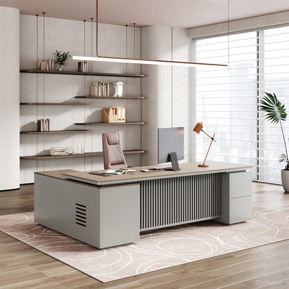 200cm Executive Desk with Integrated Side Cabinet and Power Hub for modern office workspace