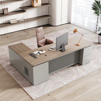 200cm Executive Desk with Integrated Side Cabinet and Power Hub product view 3