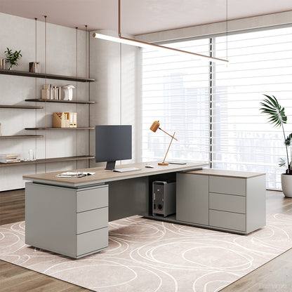 200cm Executive Desk with Integrated Side Cabinet and Power Hub product view 4