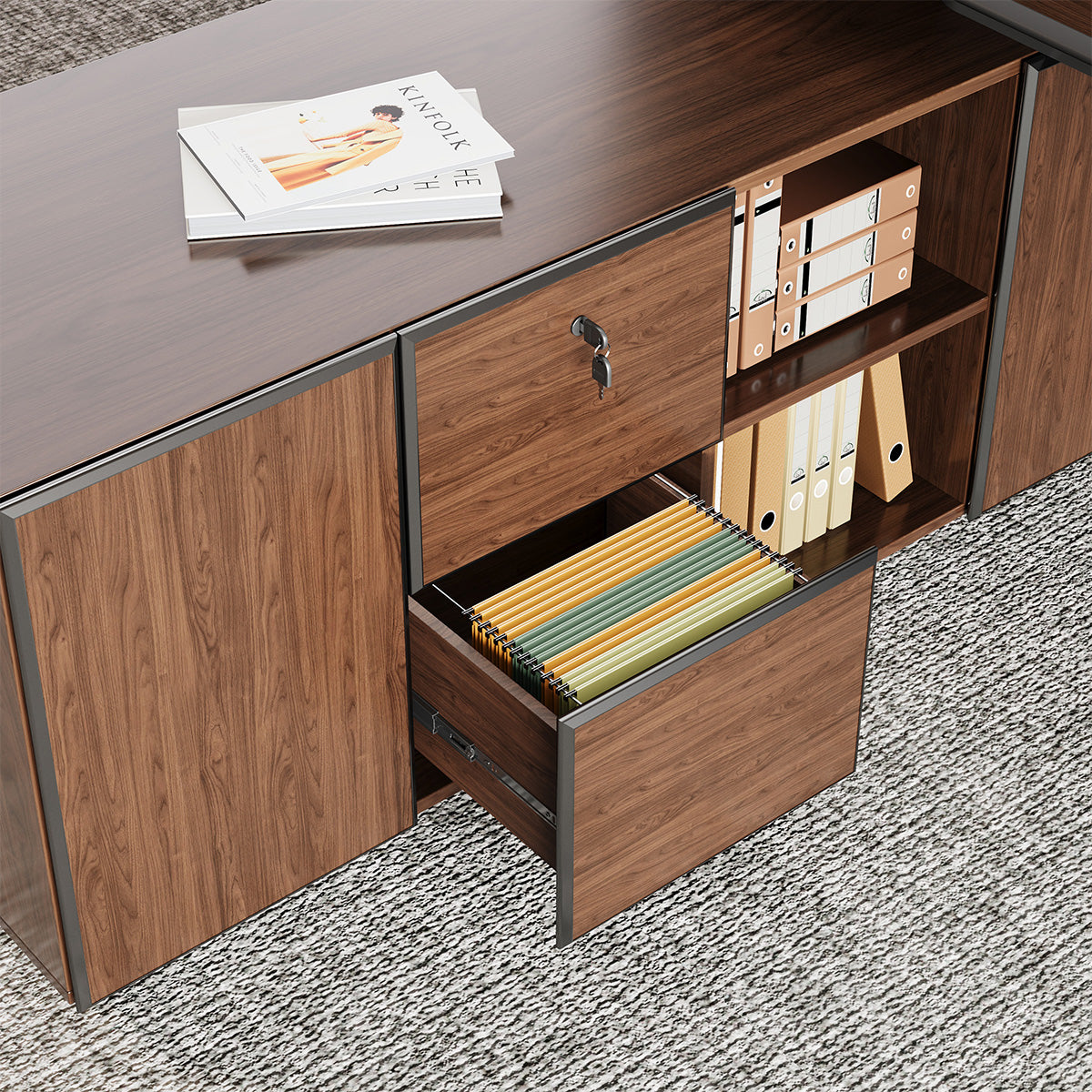 260cm Modern Executive Desk with Large Storage Side Cabinet for CEO, Manager and Executive Offices product view 6