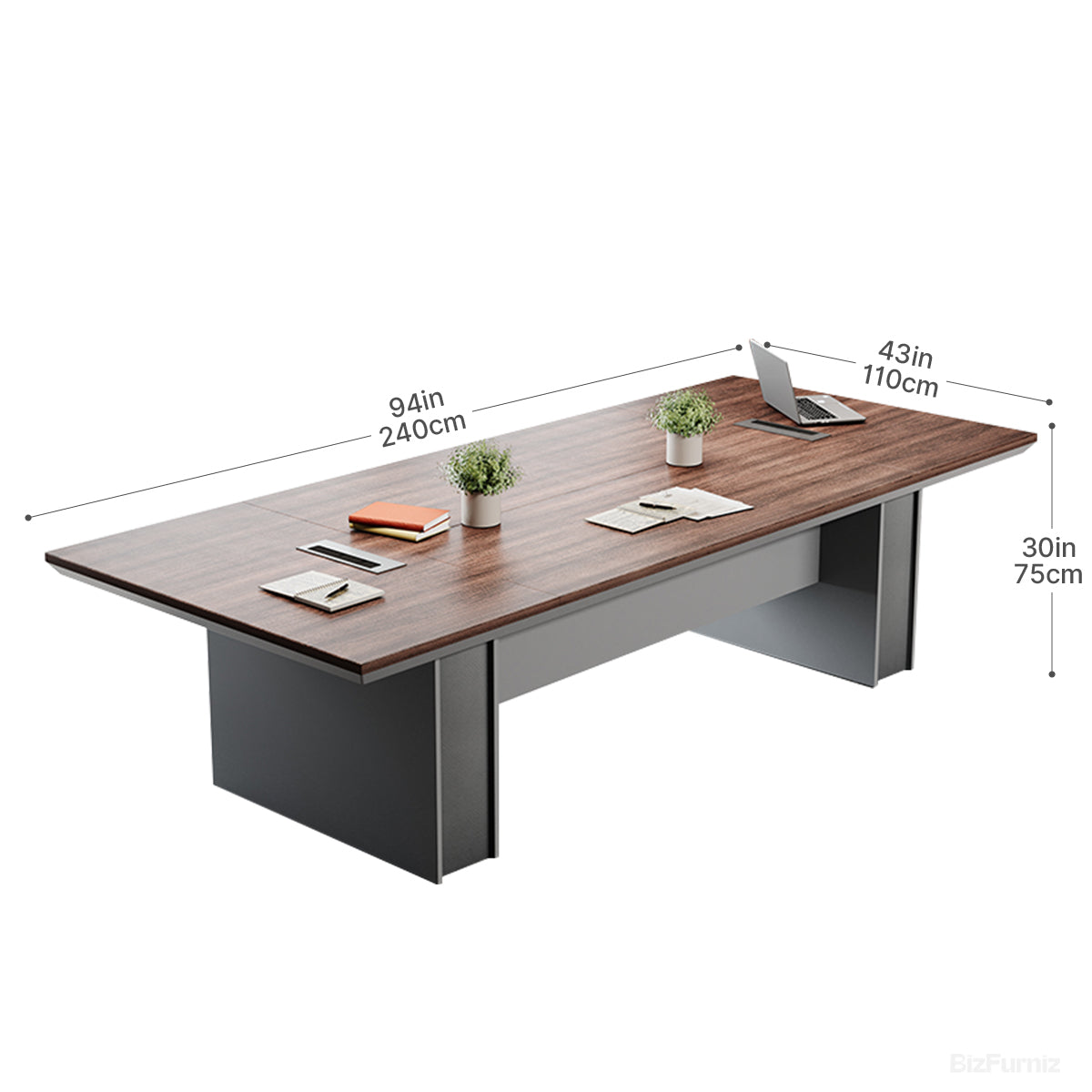 240cm Modern Conference Table with Cable Management for 6-8 Person Meeting Room product view 6