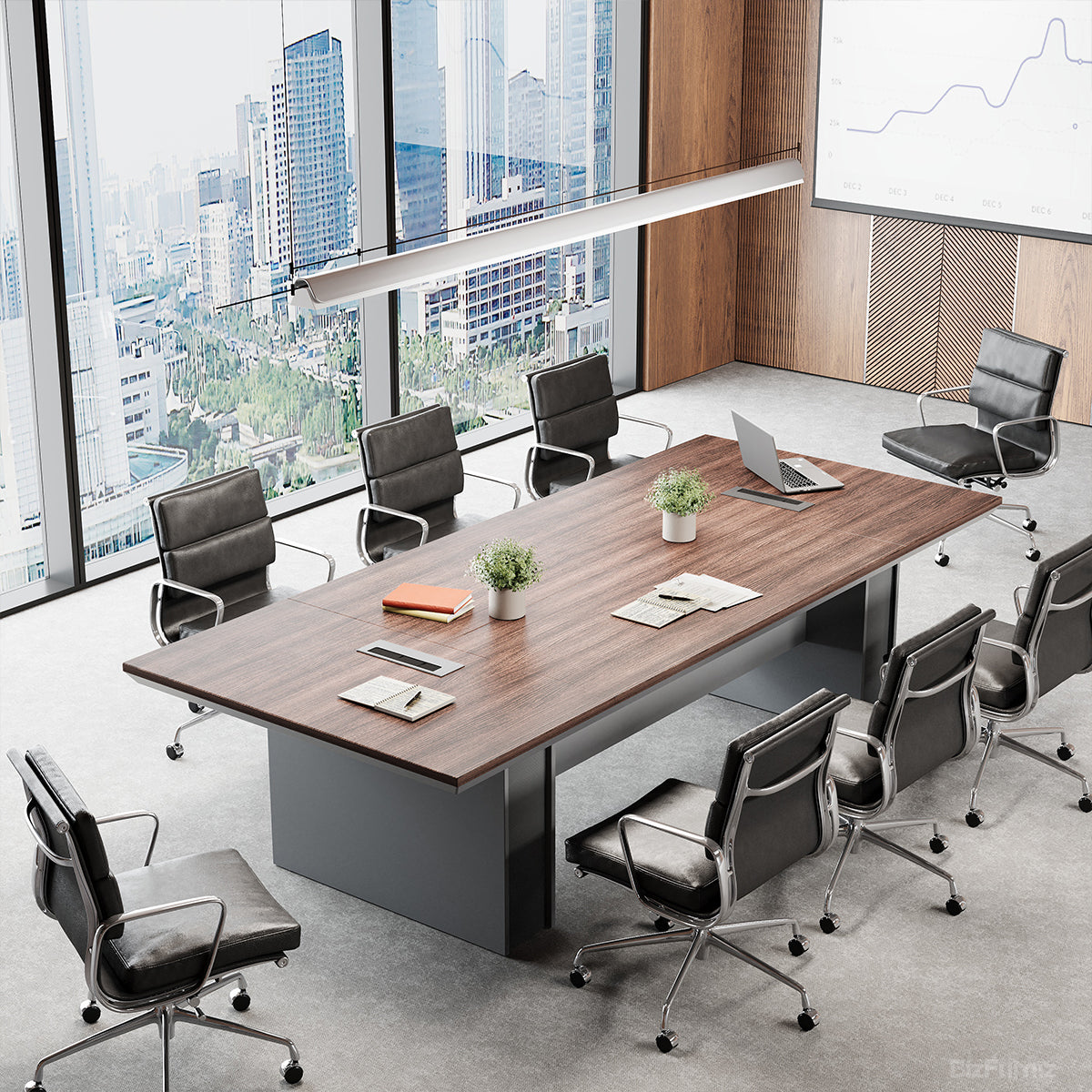 240cm Modern Conference Table with Cable Management for 6-8 Person Meeting Room for modern office workspace