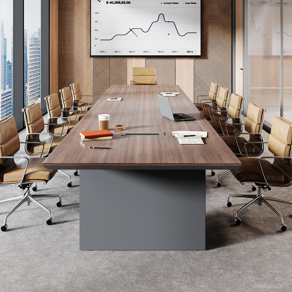 240cm Modern Conference Table with Cable Management for 6-8 Person Meeting Room product view 5