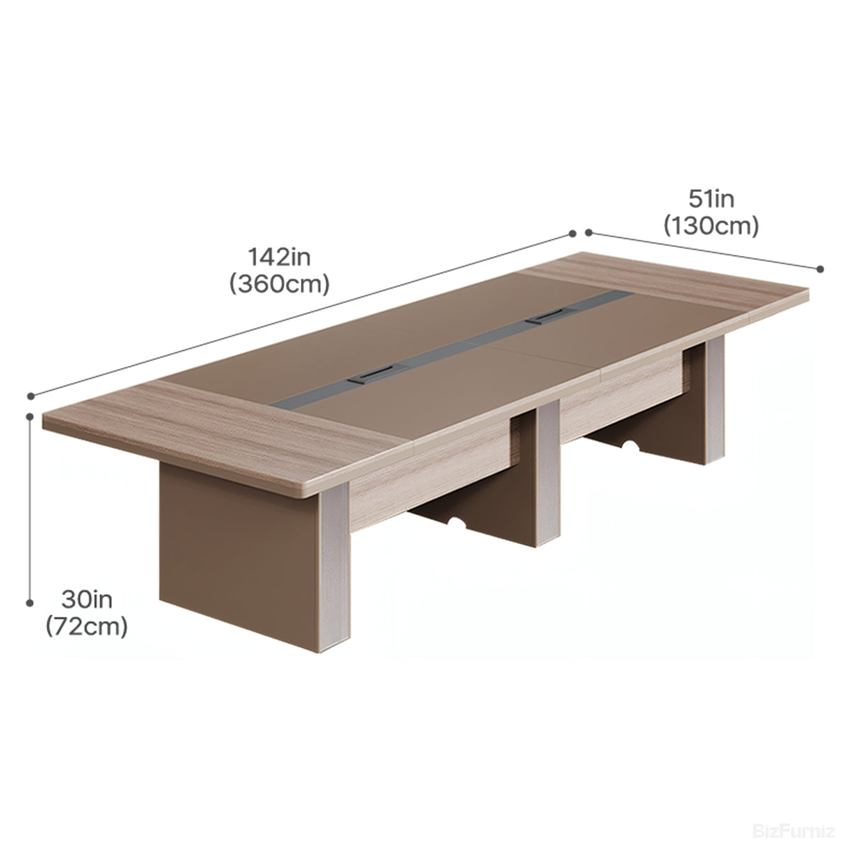 360cm Rectangular Conference Table with Cable Management for 10-14 People product view 4