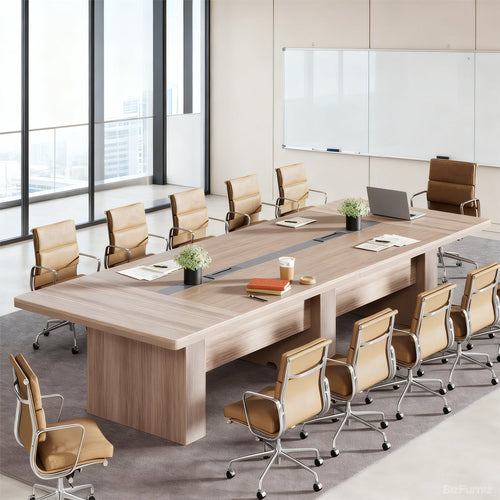 360cm Rectangular Conference Table with Cable Management for 10-14 People for modern office workspace