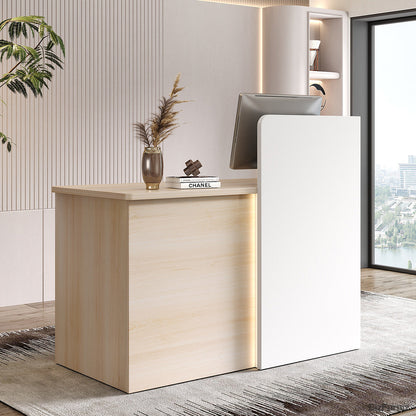 120cm Small Reception Desk with LED Lights and Privacy Panel for Compact Space for modern office workspace