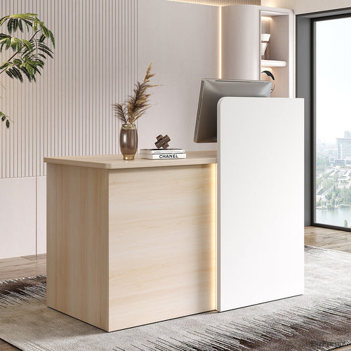 120cm Small Reception Desk with LED Lights and Privacy Panel for Compact Space for modern office workspace