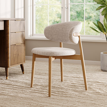 Veritas Mid-Century Solid Wood Upholstered Dining and Accent Chair for modern office workspace