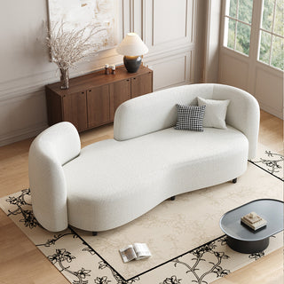 180cm Curve Sofa with Sherpa Upholstery, Foam Cushion and Wood Frame for modern office workspace