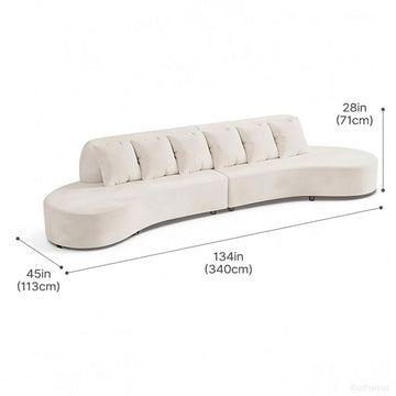340cm Upholstered Crescent Sofa with Solid Wood Frame for 5-6 People product view 2