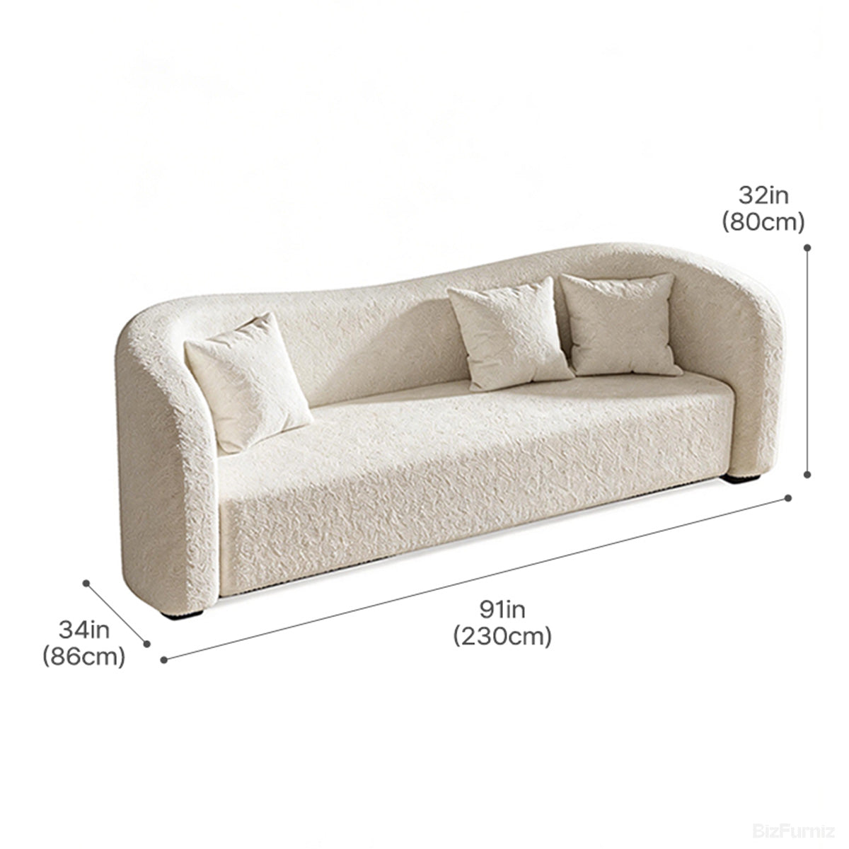230cm Straight Sofa with Soft Fabric and Solid Wood Frame for 3-4 People product view 2