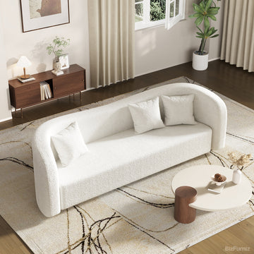 230cm Straight Sofa with Soft Fabric and Solid Wood Frame for 3-4 People for modern office workspace