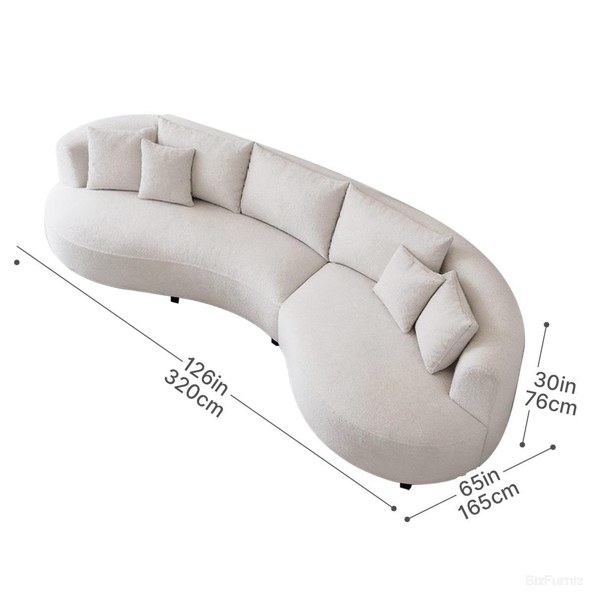 320cm Curved Sectional Sofa with Solid Wood Frame and Cloud-Soft Padding for 4-6 People product view 5
