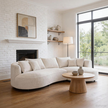 320cm Curved Sectional Sofa with Solid Wood Frame and Cloud-Soft Padding for 4-6 People product view 3