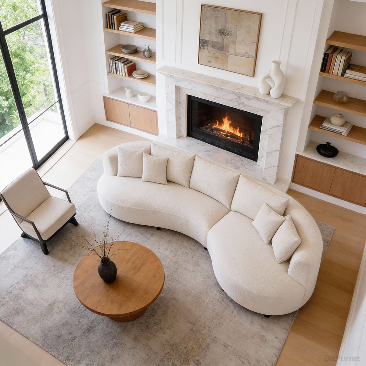 320cm Curved Sectional Sofa with Solid Wood Frame and Cloud-Soft Padding for 4-6 People product view 4
