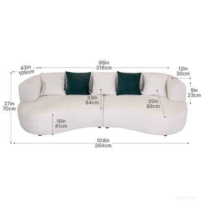 265cm Curve Sofa with Soft Cushion and Solid Wood Frame product view 5