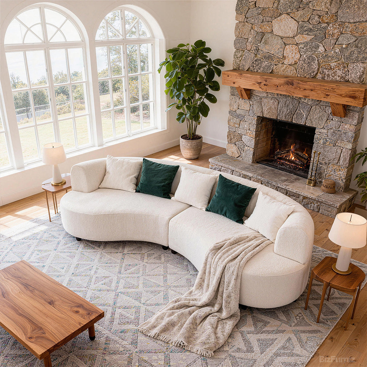 265cm Curve Sofa with Soft Cushion and Solid Wood Frame product view 3