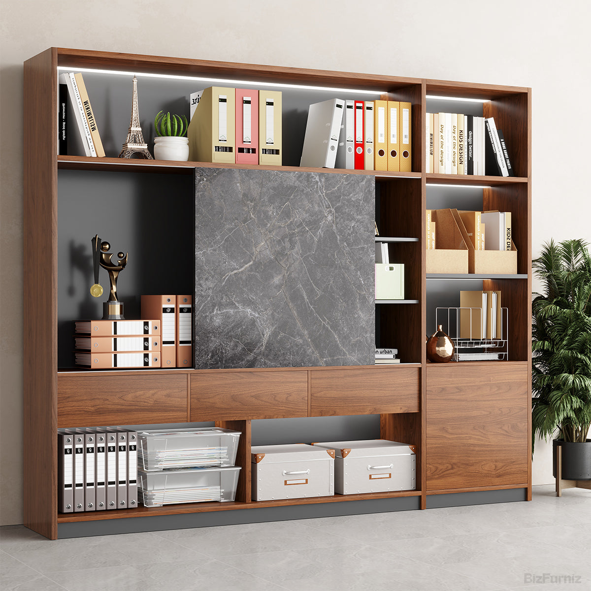 240cm Modern Multi-Zone Bookshelf, All-in-One Storage Cabinet for Home and Offices product view 4