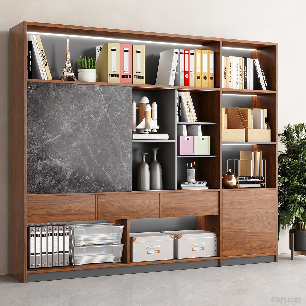 240cm Modern Multi-Zone Bookshelf, All-in-One Storage Cabinet for Home and Offices product view 3