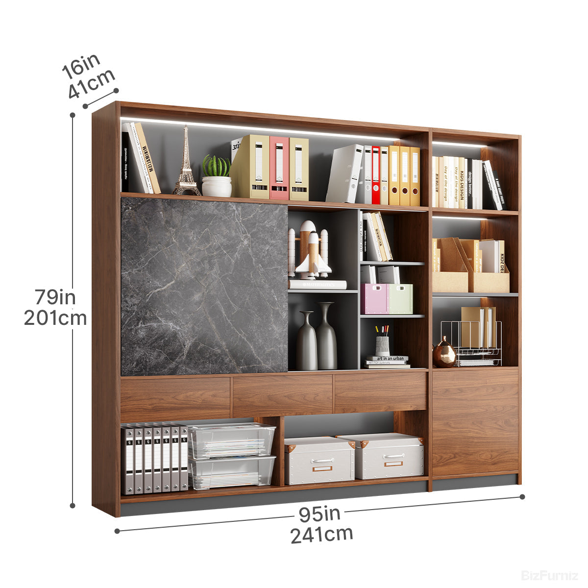240cm Modern Multi-Zone Bookshelf, All-in-One Storage Cabinet for Home and Offices product view 5