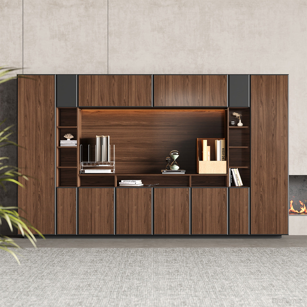 360cm Modern Filing Cabinet with LED Light for Executive and Manager Offices for modern office workspace
