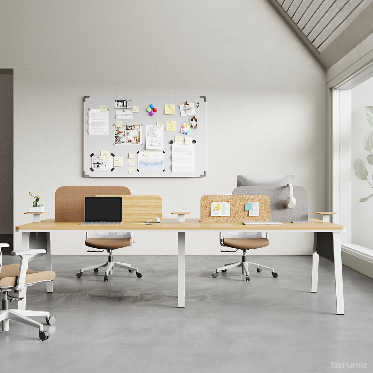 280cm 4-person Office Desk with Partition and Cable Management product view 2