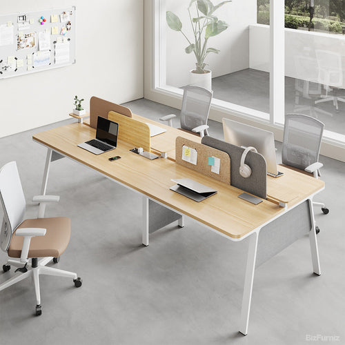280cm 4-person Office Desk with Partition and Cable Management for modern office workspace